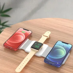 Hot Selling Foldable Magnetic Wireless Charger 3 In 1 Fast Wireless Charging For Mobile Phone Watch And Earphones