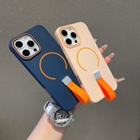 Nouvelle Coque de Téléphone Tendance avec Support en Silicone Coque Magnétique pour iPhone 15 Pro Max Étui de Protection Anti-Empreintes