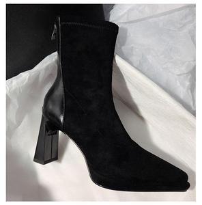 Nouvelles Bottes Élégantes Printemps/Automne 2026 à Bout Pointu, Mi-Mollet, Talon Fin, en Daim, Polyvalentes et Tendance pour Femme - Product Image 6
