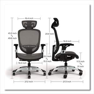 Alera Minerva Ergonomic Swivel <b>Office</b> Task <b>Chair</b> Mesh Computer Desk <b>Chair</b> Adjustable Seat Arms Headrest Supports 275 Lbs Foam PP - Product Image 4