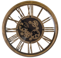 Horloge murale classique en métal Antique, squelette de fer industriel en forme ronde, chiffres romains, décoration de maison, 16-18 pouces