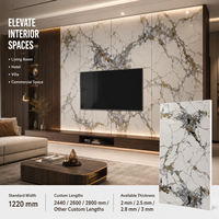 Panneau mural en PVC brillant MORLENX, pierre naturelle blanche, grise et dorée, effet marbre UV, pour la décoration de hôtels et villas de luxe