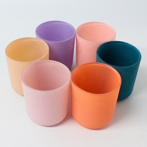 Lọ đựng nến thủy tinh màu mờ in họa tiết lớn 16oz FENGJUN, kiểu trụ sang trọng có nắp - Product Image 6