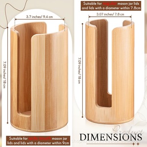Bamboo Cup Lid Storage Rack Round Standing Type For <b>Kitchen</b> Counter Organize Plastic Lids - Product Image 3