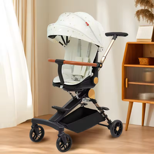 Poussette bébé pliable à rotation à un bouton, repose-pieds inclinable, cadre en plastique durable, capacité de charge de 20 kg, 0-3 ans, marque British Reel - Product Image 1