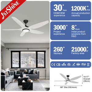 1stshine LED Ventilador de techo Rústico Ajuste de tiempo 60 "ABS Blades Fancy Ventilador de techo eléctrico - Product Image 3