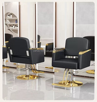 Chaise de barbier hydraulique, base en acier inoxydable, siège en cuir, hauteur réglable pour salon de beauté, salon de coiffure, siège confortable