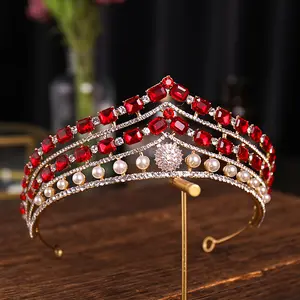 Vintage Glod Rhinestone Bridal Tiara Fashion Golden Diadems For Women Gift Wedding Dress Hair Jewelry Princess Crown accessories