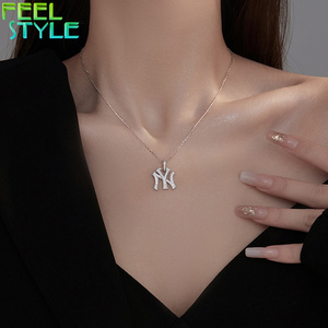 Collar con Colgante de Circonita con Diseño de Cuentas de la Marca Feel Style <span class=keywords><strong>NY</strong></span>, Cadena Fina de Plata de Ley 925 Chapada en Oro de 14K, Joyería para Mujer - Product Image 2