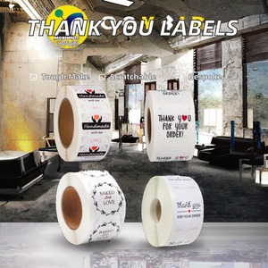 สติกเกอร์ขอบคุณแบบม้วน พิมพ์ลายขูดได้ตามสั่ง สำหรับธุรกิจขนาดเล็ก ฉลากสติกเกอร์ lx - Product Image 3
