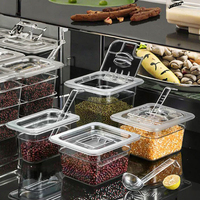 Contenants de stockage alimentaire en polycarbonate transparent de qualité alimentaire pour restaurants commerciaux, taille 1/6, Gastronorm GN