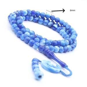 Resina étnica resistente a los arañazos con degradado de color, 8 mm, 99 cuentas, colgante de luna y estrella, Tasbih musulmán, regalo religioso al por mayor para Ramadán. - Product Image 1