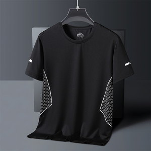 เสื้อยืดแขนสั้นผู้ชายผ้าตาข่ายระบายอากาศสำหรับฤดูร้อน ทรงหลวม ใส่สบาย ดีไซน์เรียบง่าย ใส่ได้หลายโอกาส - Product Image 3