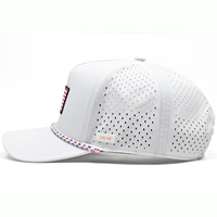 Casquette de golf blanche imperméable haute performance, style vintage NY, casquette de baseball pour homme à cinq panneaux, personnalisable avec broderie, casquette à 5 panneaux avec cordon