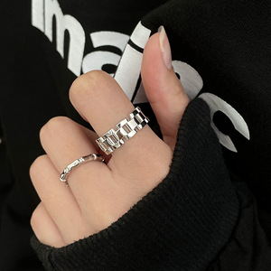 Silver Ruitai S925 Sterling Silver <b>Open</b> Strap <b>Ring</b> For Women Geometric Adjustable Everyday Wear - Product Image 3