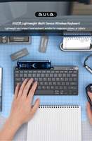 Nouveau clavier sans fil AULA AK205 ultra fin en PBT avec mode double USB 2.4G, 88 touches, portable pour tablette et usage bureautique