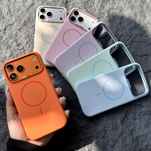 เคสโทรศัพท์ซิลิโคนเหลวแบบแม่เหล็กพร้อมกรอบเลนส์โลหะฝังเพชรสำหรับ iPhone 12 13 14 15 16 17 18 Pro Max - Product Image 3