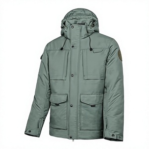 Men's Stylish Plus Size Parka <b>Jacket</b> for Winter Snow <b>Jacket</b> Stand Collar <b>Canvas</b> Fabric High Street Style Polyester Filled Lining - Product Image 1