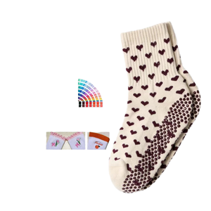 Popular Custom Logo Leopard Hearts Anti-Slip Crew <b>Socks</b> Durable <b>Grip</b> Yoga Pilates <b>Socks</b> with Knitted Comfort for Autumn - Product Image 1