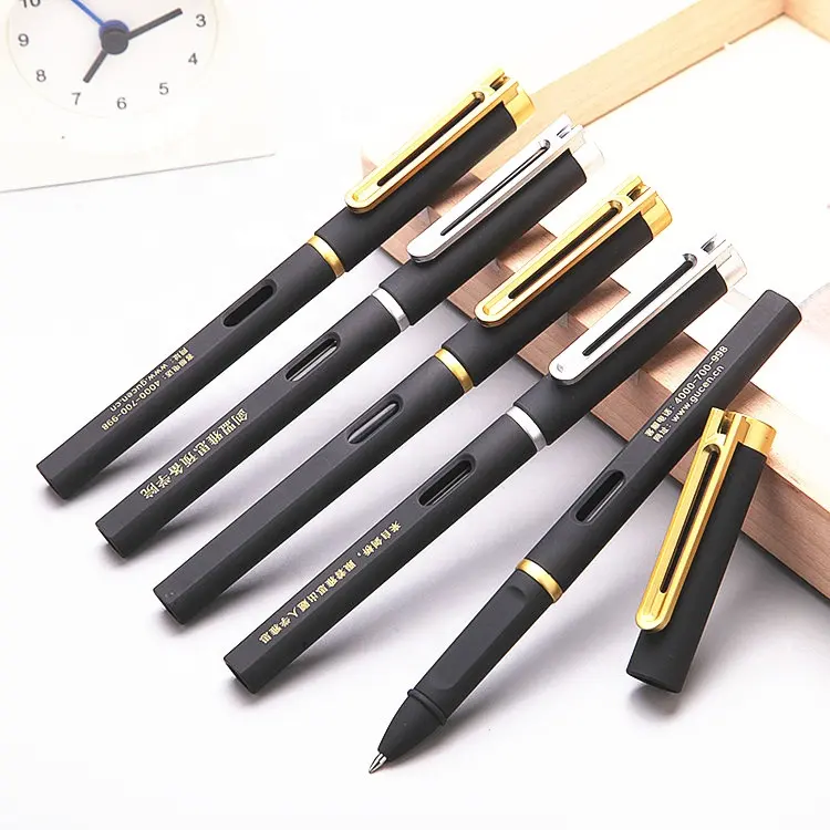 Hoge Kwaliteit Hot Selling Luxe Gouden Clip Rubber Vierkante Hotel Balpen Met Aangepaste Logo Balpen Stylo Promotionele Pennen