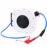 Enrouleur de tuyau d'air rétractable pour compresseur d'air, conception brevetée, longueur réglable, verrouillage, support pivotant à 180°, raccord rapide Bondecho