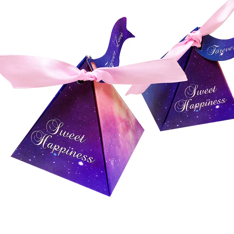 High-quality Wholesale Custom Cheap Luxury Wedding Ribbon Candy Gift Paper Favor Boxes Sweets