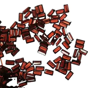 Fábrica Personalizar FACET Mozambique Granate rojo Baguette corte facetado Forma Parte posterior plana Granate rojo piedra para la fabricación de joyas
