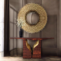 Table console artistique de luxe, table d'entrée moderne en acier inoxydable miroir, couleur personnalisable pour studio de designer et villa