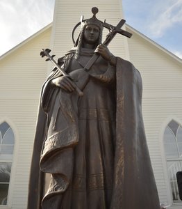 Chiesa del regalo religioso in ottone cattolico Saint Margaret all'aperto giardino statua a grandezza naturale scultura in bronzo personalizzata - Product Image 3