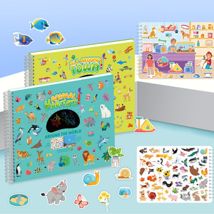 Libro <span class=keywords><strong>de</strong></span> pegatinas impresas para <span class=keywords><strong>la</strong></span> educación temprana <span class=keywords><strong>de</strong></span> niños: Animales <span class=keywords><strong>de</strong></span> <span class=keywords><strong>la</strong></span> <span class=keywords><strong>ciudad</strong></span>, entrenamiento <span class=keywords><strong>de</strong></span> concentración en múltiples escenas, creativo. - Product Image 1