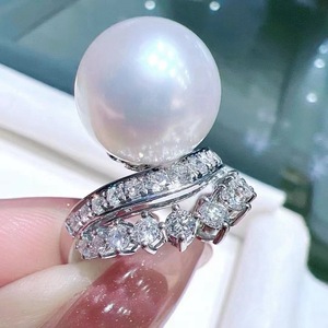 Bague polyvalente en argent pur S925 avec perle naturelle, design à rabat, avec boîte cadeau, article cadeau simple et élégant - Product Image 4