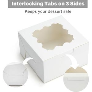 White Cookie Boxes with <b>Window</b> 4x4x2.5Inch Bakery Boxes with Stickers for Cookies Treats Desserts Chocolate Covered Strawberries - Product Image 3