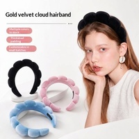 Headband Oval Beludru Wanita High-End Mewah Ringan Mahkota Tinggi Anti-Selip untuk Mencuci Muka Gaya Korea Musim Gugur Musim Dingin Cloud