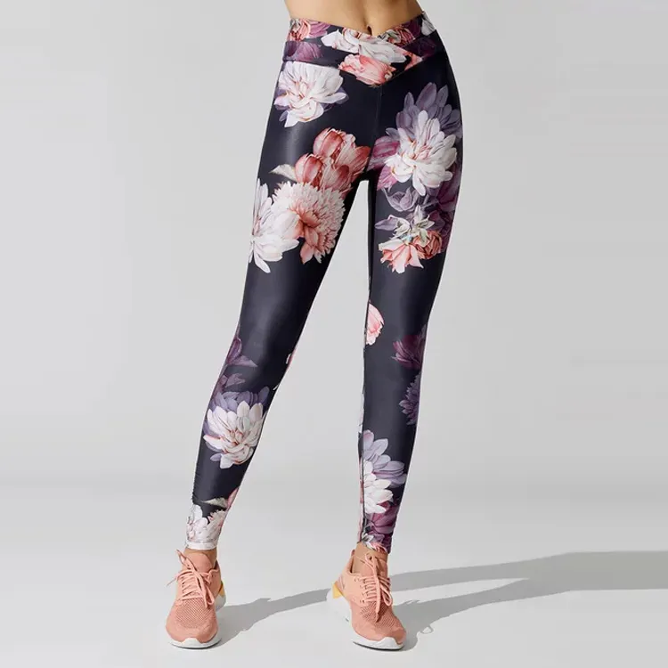 Sublimated print Yoga Sets Clothes Fitness Yoga Leggings Gym Tights and Sports Bra Set For Women