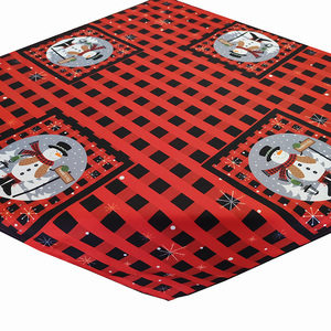 Snowman Skiing Design Table Cloths with Red Color Square Shape Hot Popular in European <strong>UK</strong> Germany Poland Etc - Product Image 1
