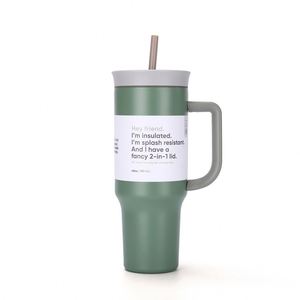 Vaso Térmico Portátil de Acero Inoxidable 304 con Logotipo, Elegante, para Viajes, Coche, Café, Agua, con Asa y Pajita - Product Image 4