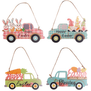 Accessori decorativi in legno UV stampati per appendere scatole in legno artigianali cartelli da parete con camion cieco vecchio cartone animato carino - Product Image 6