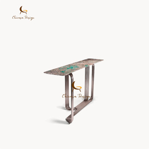 Meuble d'entrée de salon moderne et luxueux, table <span class=keywords><strong>console</strong></span> <span class=keywords><strong>extensible</strong></span> avec plateau en marbre et base en acier inoxydable pour usage domestique - Product Image 5
