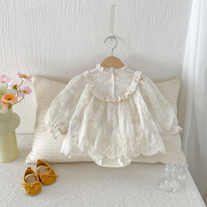Vestito in pizzo autunnale per neonata, tutina per il primo mese, tutina da principessa per bambina di 100 giorni e un anno - Product Image 3