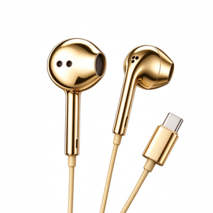 Écouteurs Chrome Type C, écouteurs filaires plaqués bleu, écouteurs intra-auriculaires Chrome, écouteurs filaires en métal argenté - Product Image 4