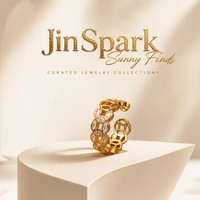 Bague JinSpark 'Infinity Fortune' avec pièces de monnaie entrelacées, zircon marquise, plaqué or 24 carats, talisman de luxe pour la prospérité, pour femme