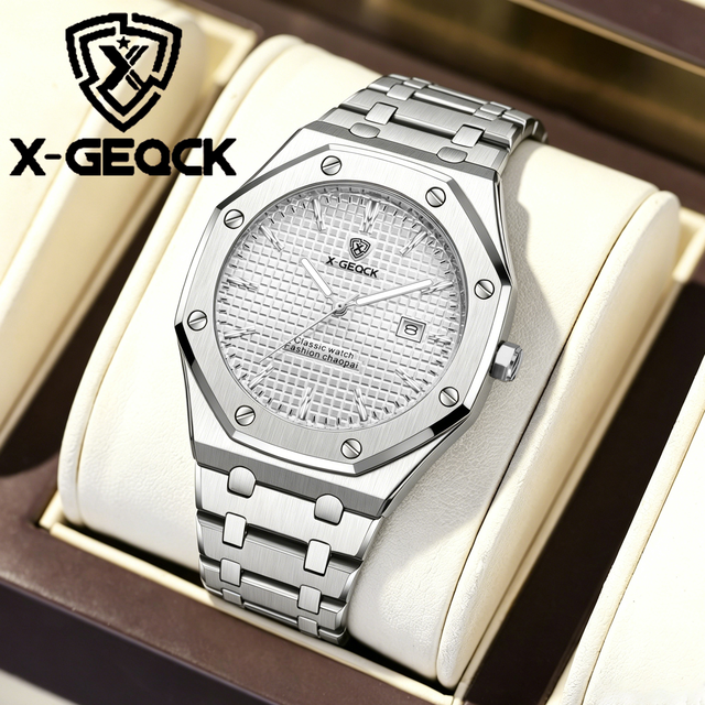 Luxury and Fashionable Men's Quartz Watch Calendar Night Light Waterproof Stainless Steel Strap Business Men's Watch