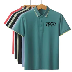 Op Maat Gemaakte Hoge Kwaliteit 180G 210G 260G 100% Katoenen Heren Golfpoloshirts Met Korte Mouwen