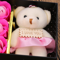 Kotak Hadiah Bunga Sabun Kreatif dengan 12 Mawar Beruang untuk Hari Valentine, Hari Wanita, Natal, Festival Musim Semi, Hadiah Spesial