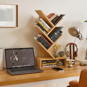 Étagère à livres en bois design arbre minimaliste moderne, étagère à livres en forme d'arbre à 5 niveaux avec étagère ouverte inclinée <span class=keywords><strong>pour</strong></span> la décoration de la pièce - Product Image 2