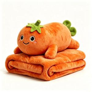 Peluche de zanahoria, muñeco de peluche de zanahoria, manta de peluche 2 en 1, combo de manta y almohada de vegetales, manta para siesta infantil, juguete de zanahoria kawaii - Product Image 4