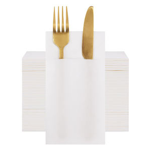 Serviettes jetables effet lin avec poche intégrée pour couverts, serviettes avec poches pour mariage, Noël, Thanksgiving, anniversaire - Product Image 6