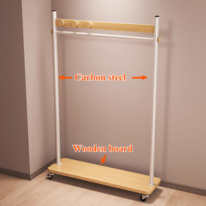 ราวตากผ้าโลหะแบบสองเสา สำหรับ<span class=keywords><strong>แขวน</strong></span>เสื้อโค้ทและ<span class=keywords><strong>หมวก</strong></span> ชั้นวางของอเนกประสงค์สำหรับจัดเก็บเสื้อผ้าและรองเท้าในบ้าน - Product Image 6