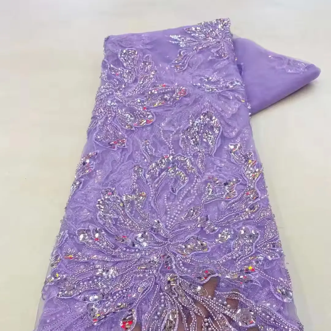 Tissu en dentelle de haute qualité tissu en dentelle brodée tissu en dentelle perlée pour robe formelle arabe Abaya robe de mariée de dubaï