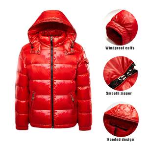 Doudoune d'extérieur en duvet de canard brillante pour l'hiver Doudoune à capuche avec fermeture éclair légère thermique intérieure coupe-vent Doudoune personnalisée pour hommes - Product Image 2